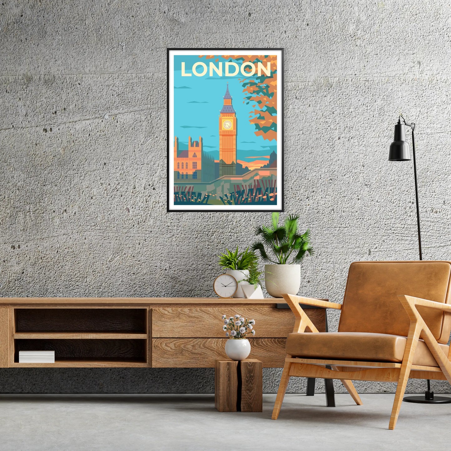 charm London stunning travel poster elegant brown gray tones exquisite artwork perfect wall art gift enthusiast space sizes A4 A0 decor