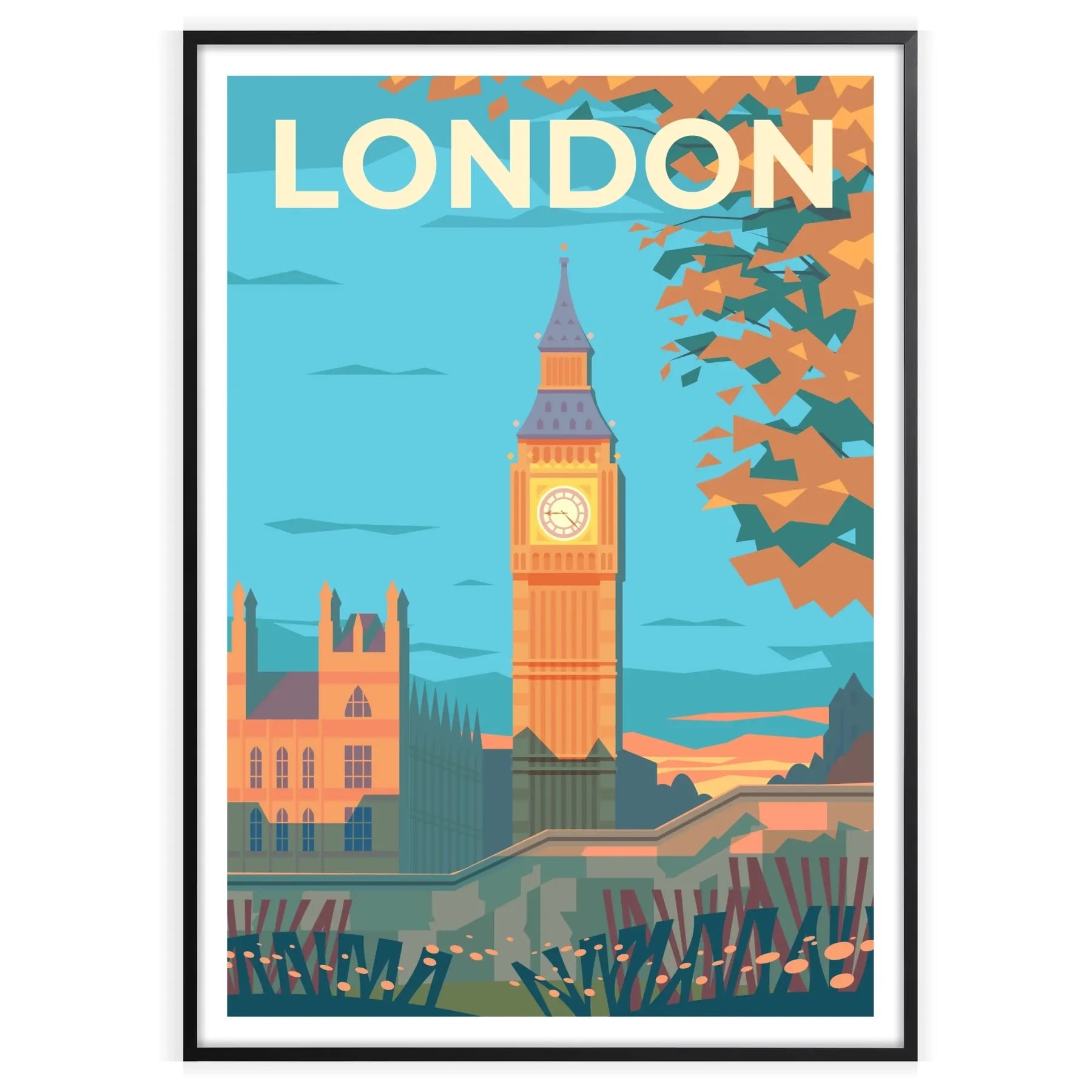 charm London stunning travel poster elegant brown gray tones exquisite artwork perfect wall art gift enthusiast space sizes A4 A0 decor