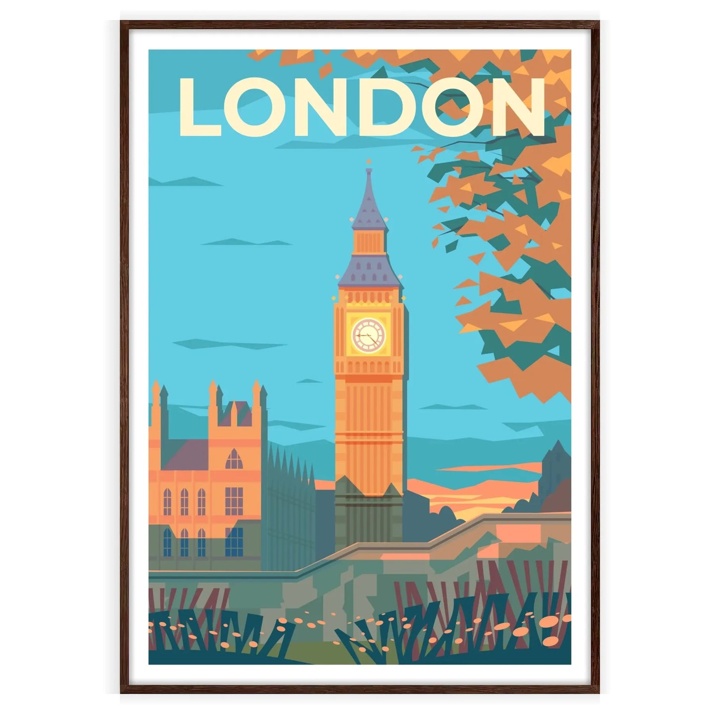 charm London stunning travel poster elegant brown gray tones exquisite artwork perfect wall art gift enthusiast space sizes A4 A0 decor