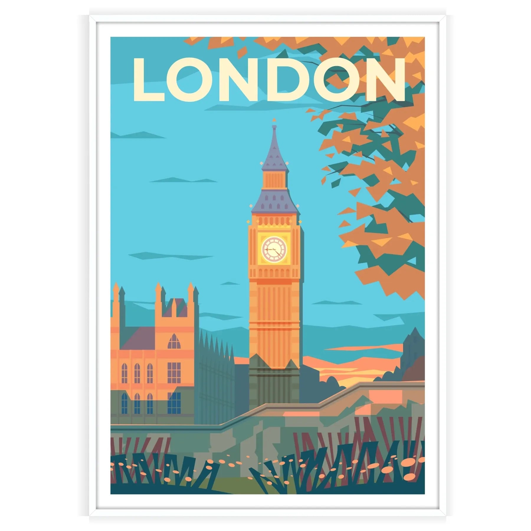 charm London stunning travel poster elegant brown gray tones exquisite artwork perfect wall art gift enthusiast space sizes A4 A0 decor